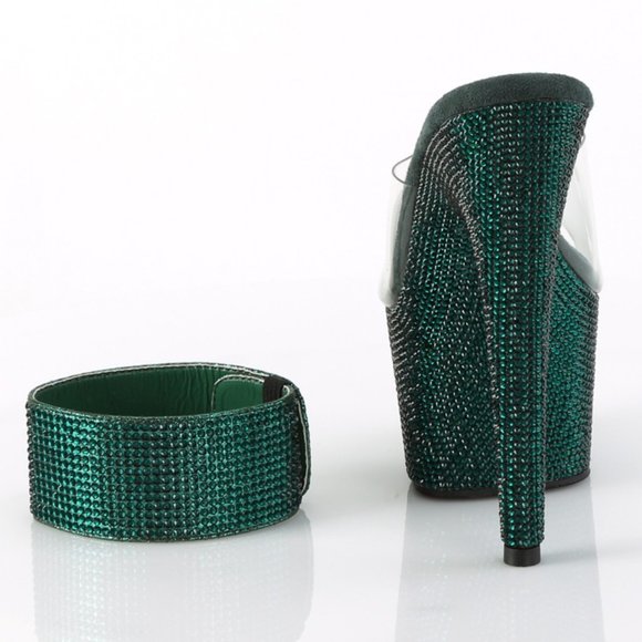 Wholesale Sandals Women Clear Perspex Rhinestone Pyramid  Rhinestone Platform Clear High Heel Shoes